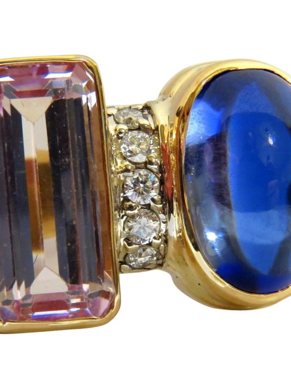 14.75ct Lab Sapphire diamonds ring vivid blue 14kt Kunzite*